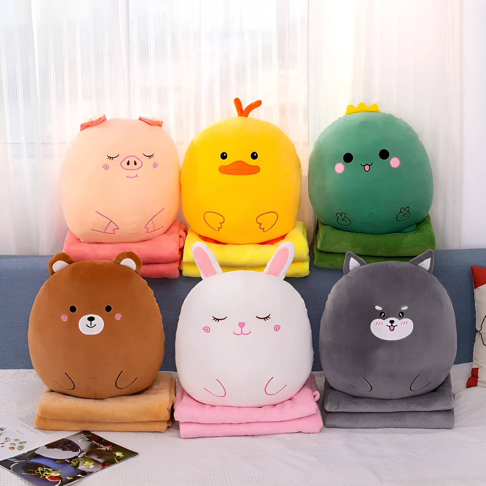 Creative new plush toy stretch velvet animal stuffed bear duckling husky pig rabbit dinosaur
