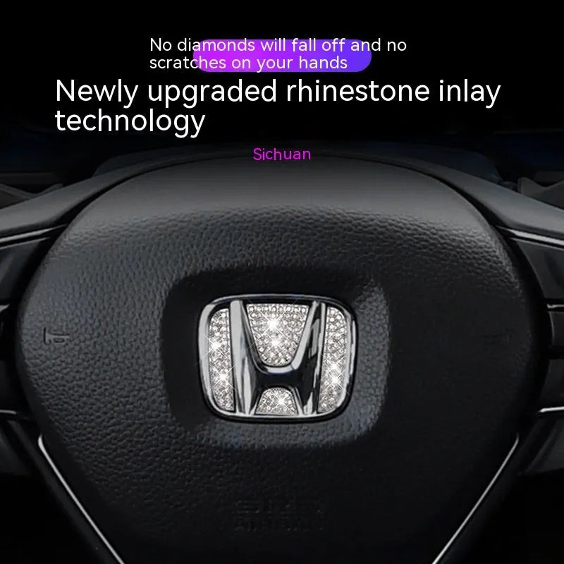 Zinc alloy diamond-pattern steering wheel centre badge sticker for Toyota cars