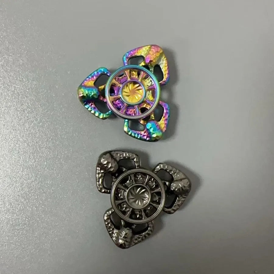 Flame butterfly design alloy metal rotating fingertip gyro EDC toy in space-like gray or colourful finish