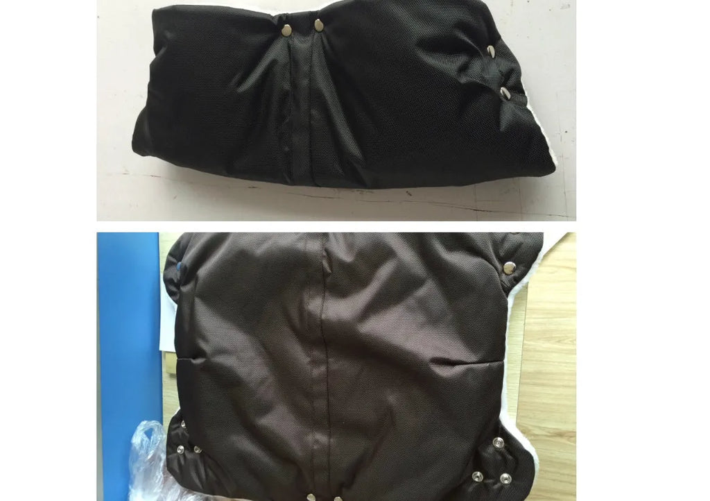 Baby stroller winter windproof gloves with thick cotton padding in black red and brown colors