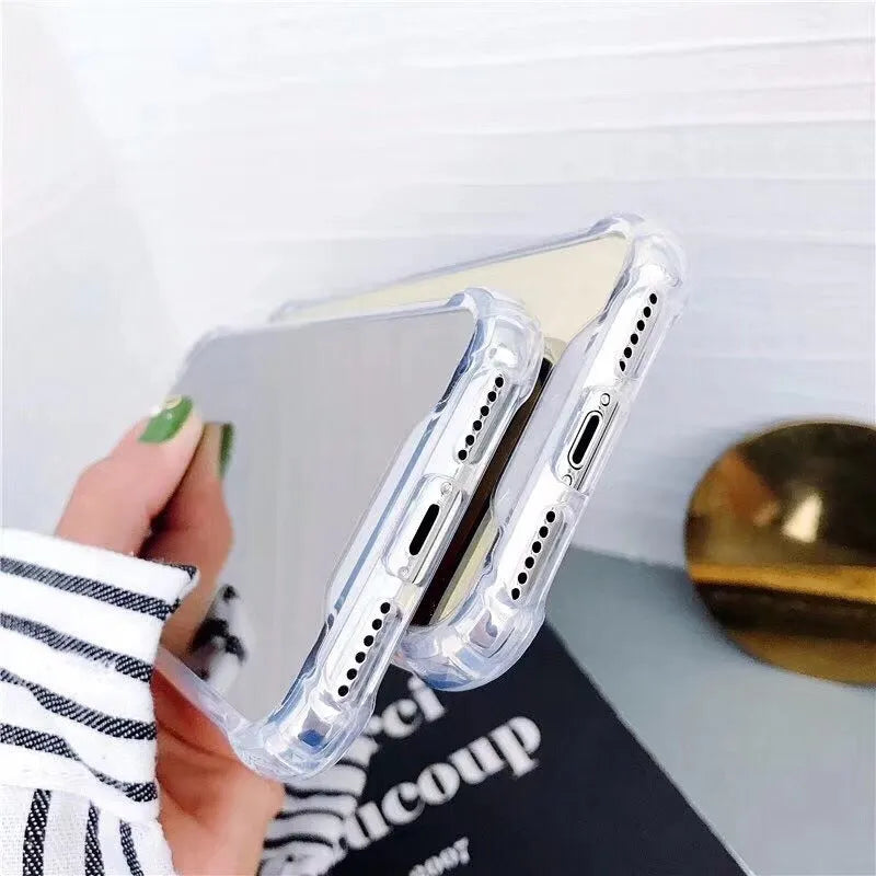 Mirror-finish TPU protective case for iPhone on a table.