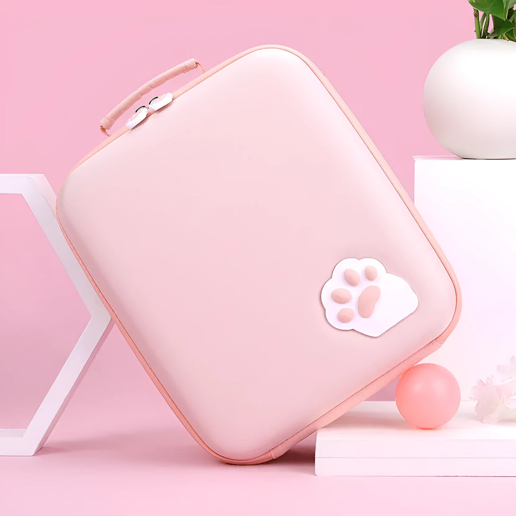 Cat claw design Nintendo Switch storage bag with diagonal strap in pink colour