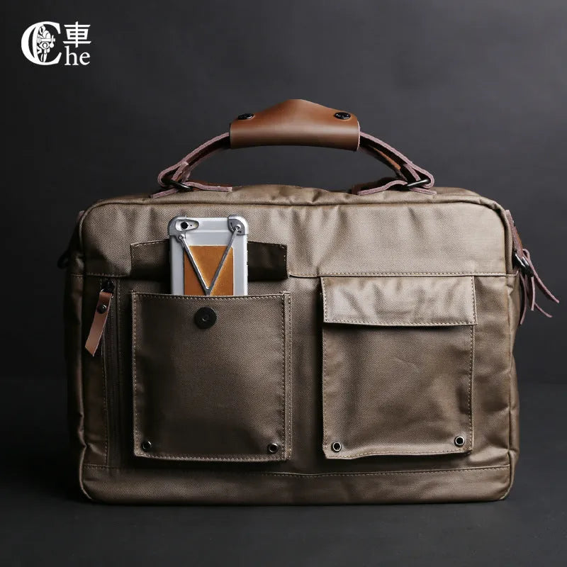 Dpark canvas laptop bag with single shoulder strap for 14/15 inch Lenovo Apple computers in business settings