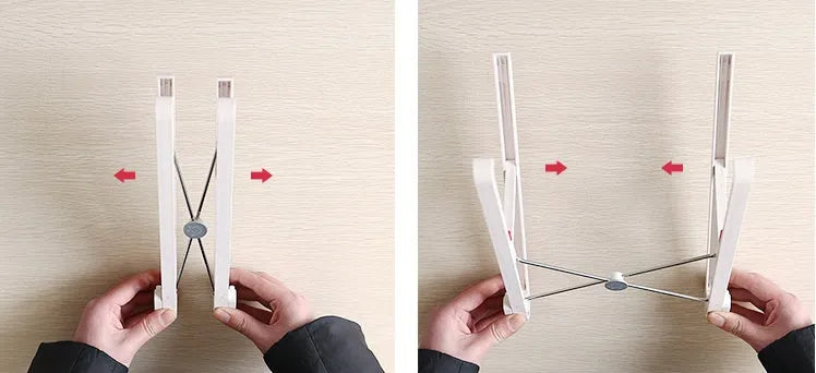 White Whale Race laptop bracket with desktop elevation and integrated heat sink base on desk