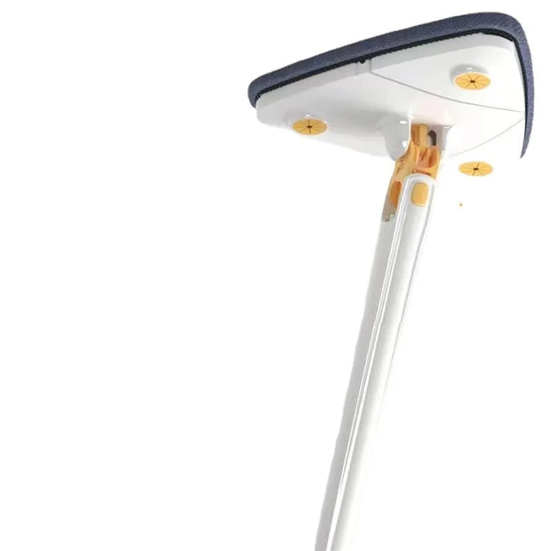 Pearl White triangle hand twist mop for ceiling cleaning with triangular head and multiple cloths