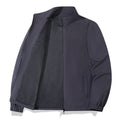 Men's large size casual windproof jacket with stand collar and zipper in khaki colour