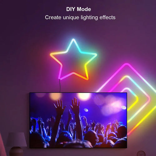 3-metre USB-powered neon LED strip lights with Bluetooth and WiFi control for indoor colour-changing lighting