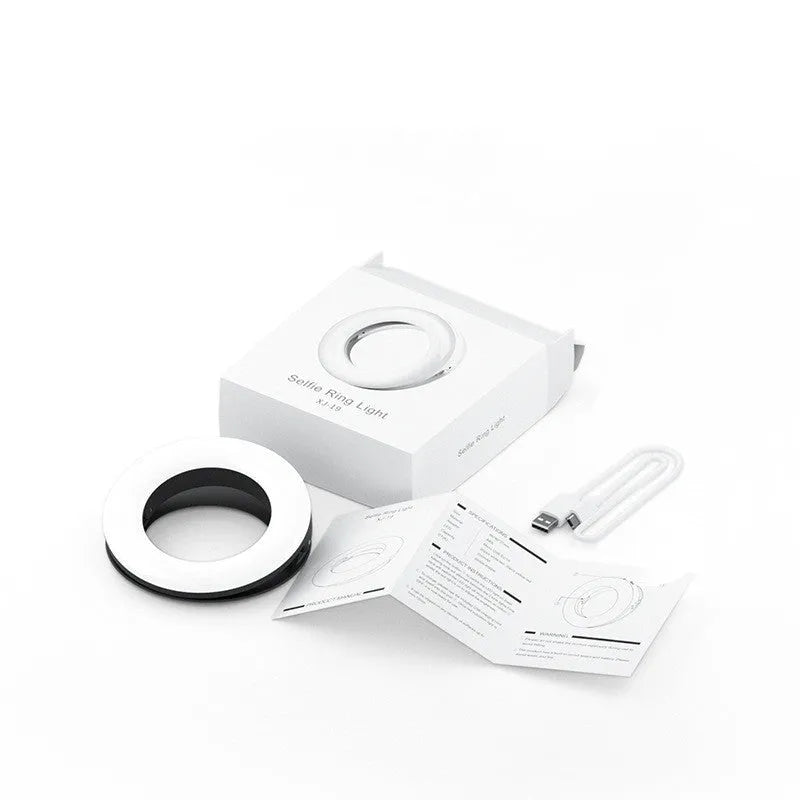 LED selfie ring light for mobile phones with USB charging cable
