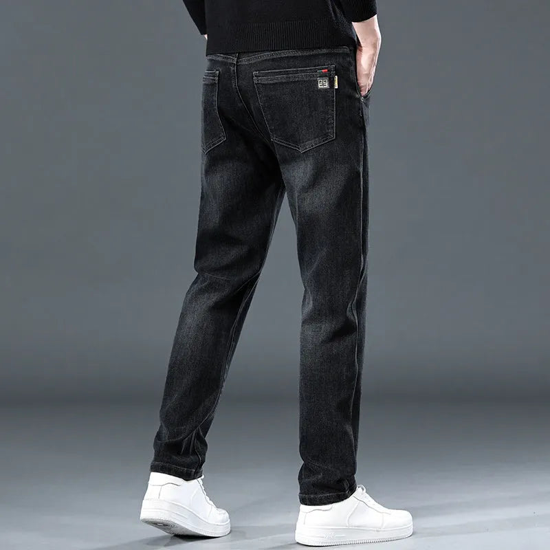 Slim straight casual trousers in polyester fabric with micro elasticity for summer street fashion wear