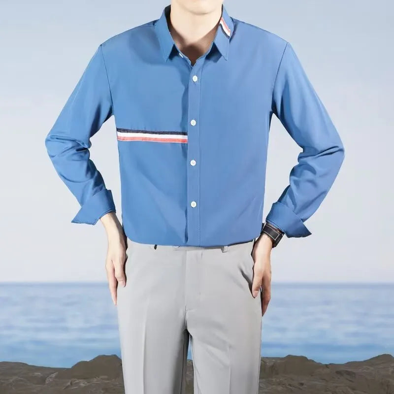 Hong Kong style loose fit cardigan shirt in cotton blend fabric available in multiple colours