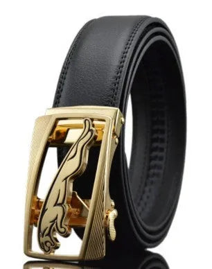 Men's automatic buckle leather belt in cowhide with multiple design options