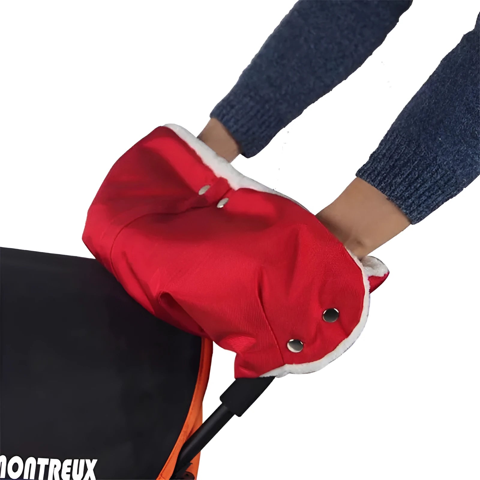 Baby stroller winter windproof gloves with thick cotton padding in black red and brown colors