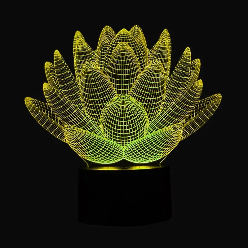 Modern lotus-shaped acrylic LED night light with touch control and 7 colour options.