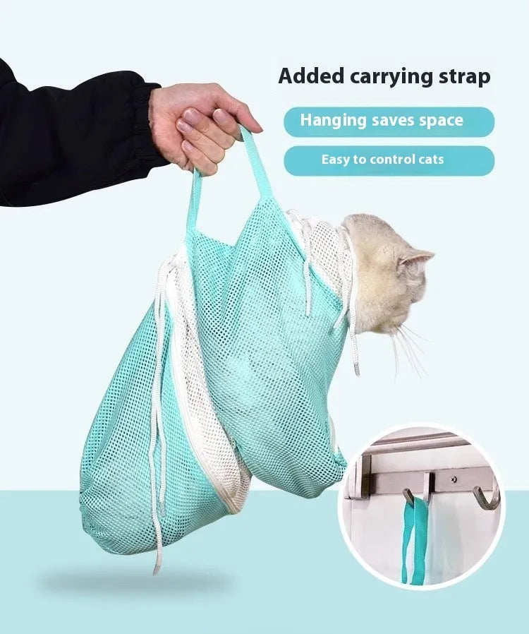 Upgraded fifth generation cat grooming bag with removable lifting feature and scratch-resistant fabric