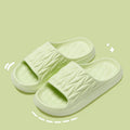 Leaf texture design EVA slippers for men and women in various colours, showing anti-slip sole.