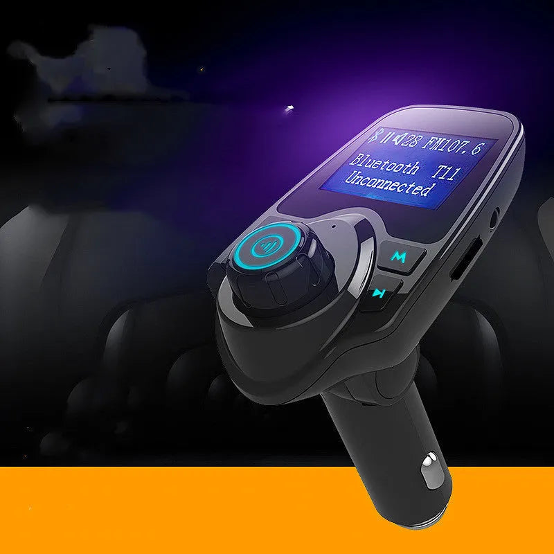 Black car Bluetooth FM transmitter hands-free kit with USB port and SD card slot