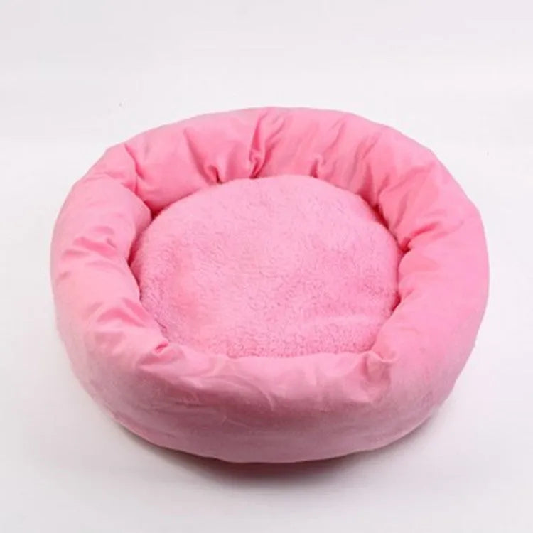 Cloth dog bed with PP cotton filling in light grey or pink colours, available in five sizes with optional pillow