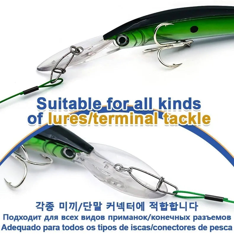 Copper-coated stainless steel fishing wire with double buckle pins in green colour