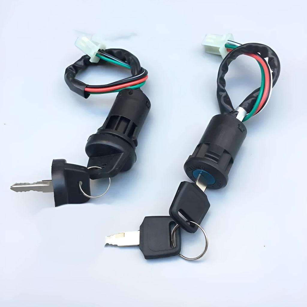 Waterproof black plastic electric door lock with wiring connectors for automotive central locking systems