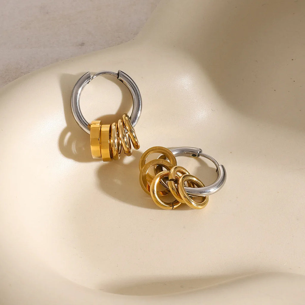 Stainless steel earrings with electroplated silver tone and black tone colour options