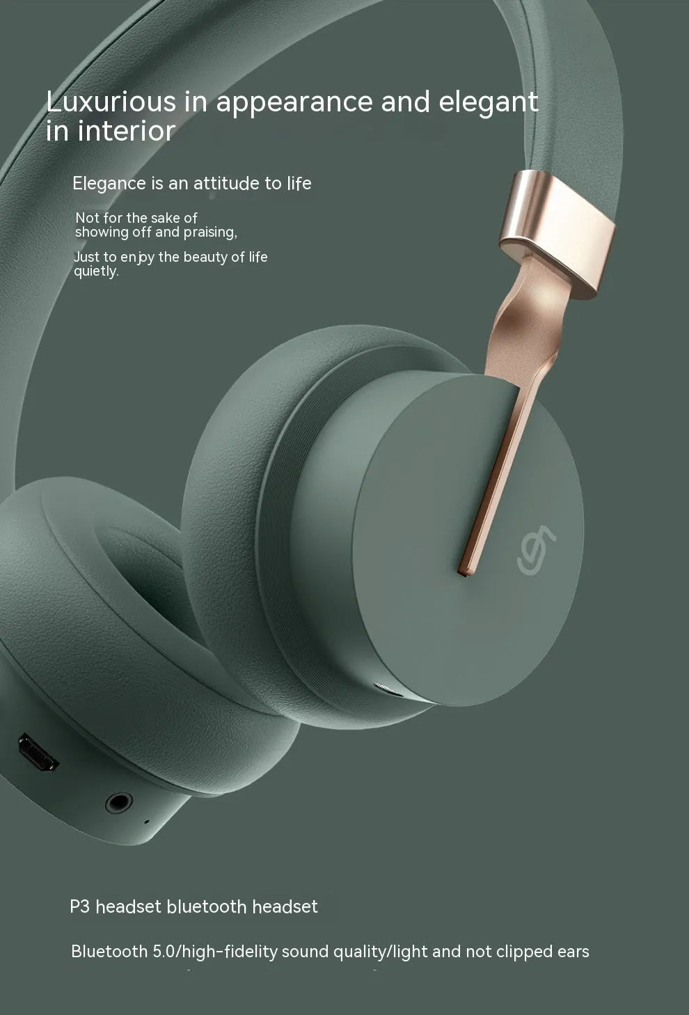 Solid colour Bluetooth headset for hands-free calling and music in green, black, red, blue, or white.