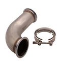 Stainless steel downpipe with V-clamp design measuring 35cm in length