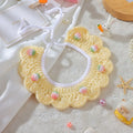 Handmade wool woven collar for British Shorthair kittens with embroidery cartoon design in pink bell bow colour