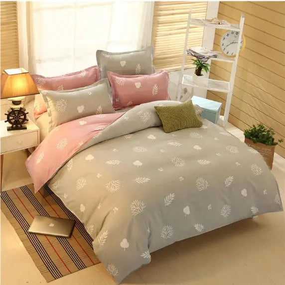 Chemical fibre bedding set with floral pattern for 2m bed including sheet, duvet cover and pillowcases