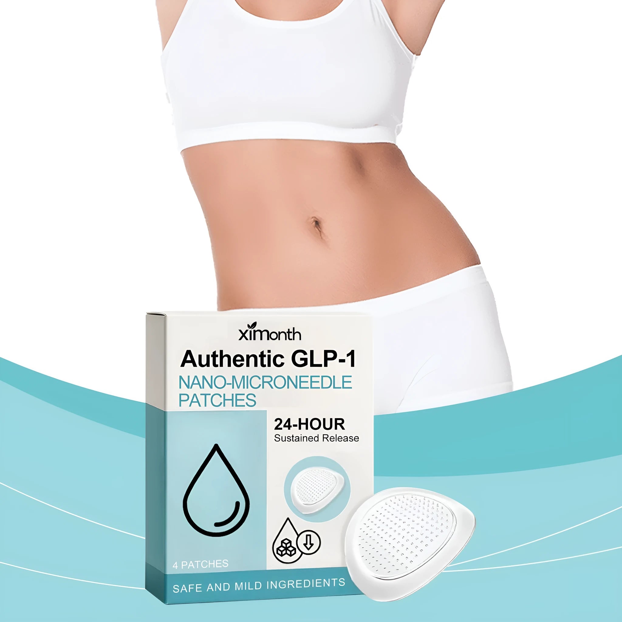 Four body firming microneedle patches with adhesive backing for targeted skincare application