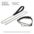 Black leather dog collar and matching hand grip lead set for punk style pet accessories
