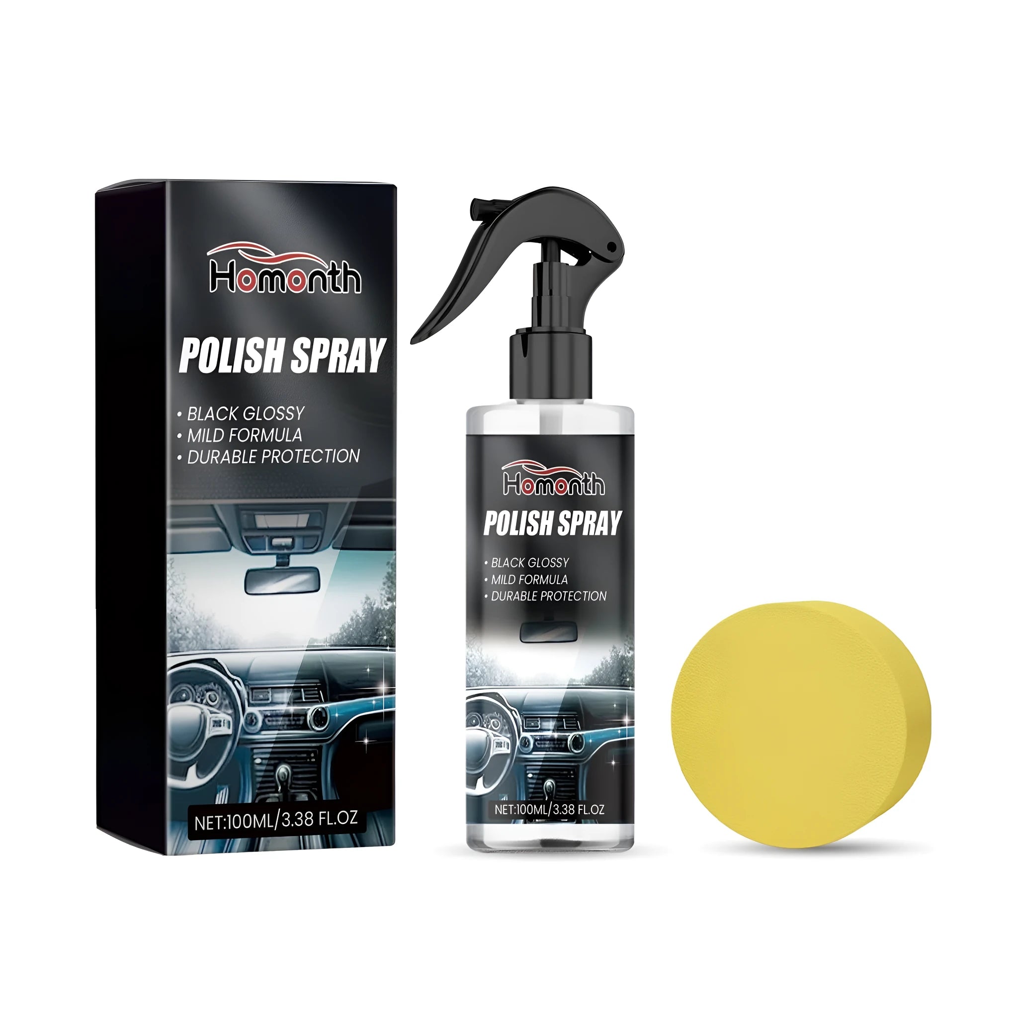 Car interior refurbishment cleaner bottle with sponge applicator for automotive upholstery