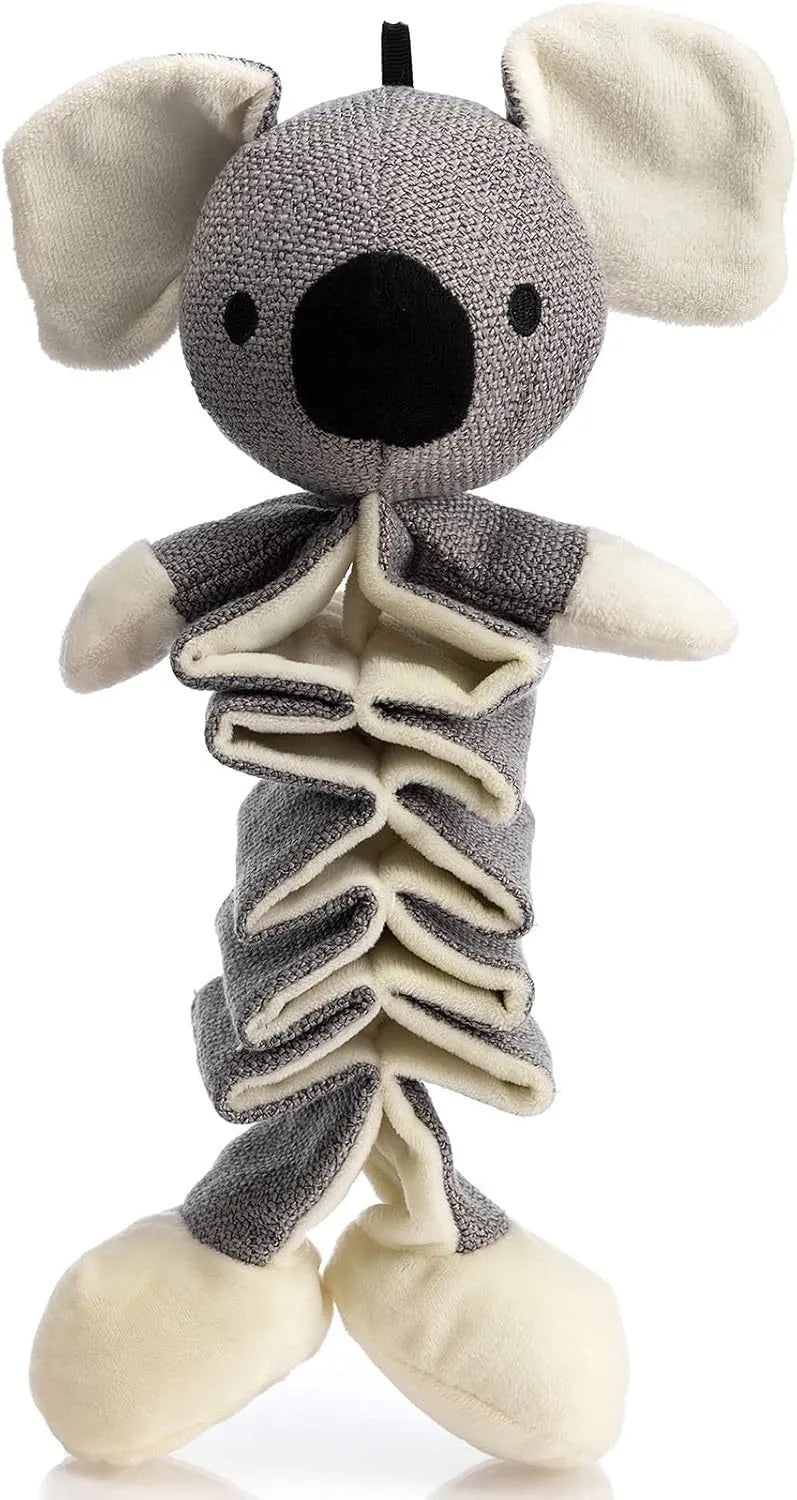 Grey koala plush dog chew toy measuring 30cm with crinkle paper sounds