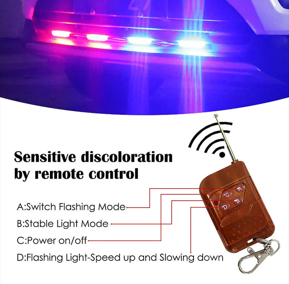 Black car mounted LED wireless remote emergency warning light for vehicle safety