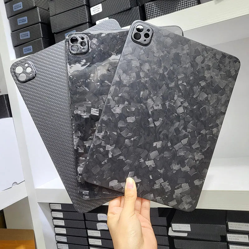 iPad Pro 11-inch carbon fibre hard case with 3K matte surface and plaid pattern