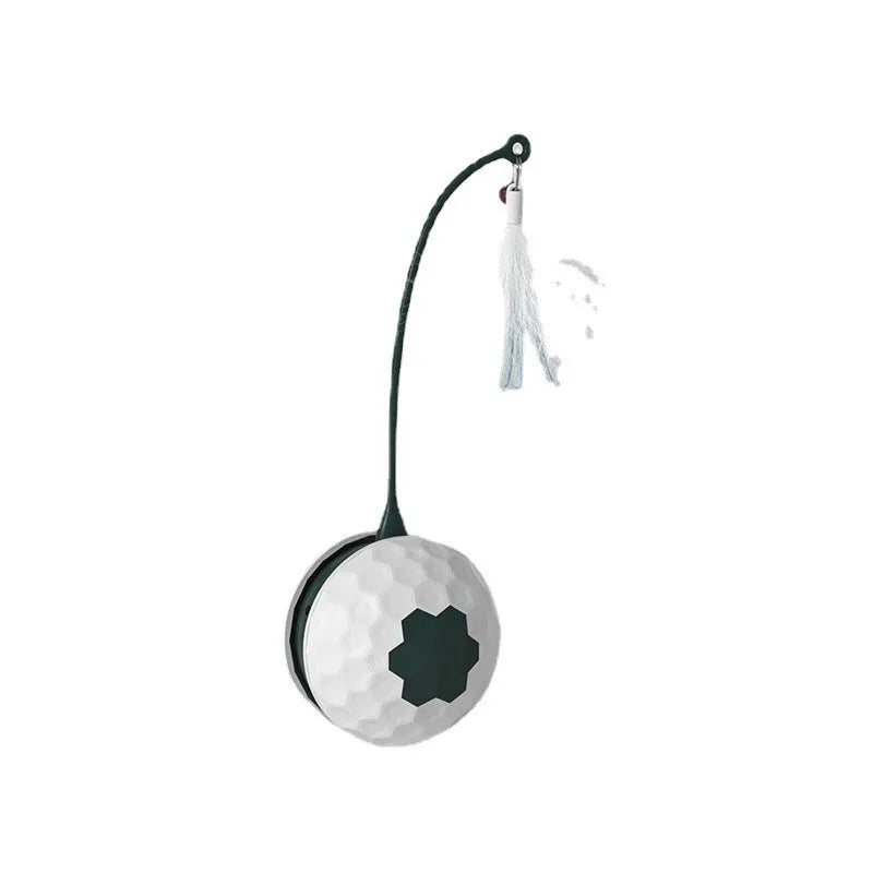 Electric intelligent bite resistant cat toy with USB pendulum ball and feather accessory in red colour