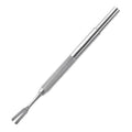 Silver stainless steel tick removal tweezers with fine tips and ergonomic handle for pets
