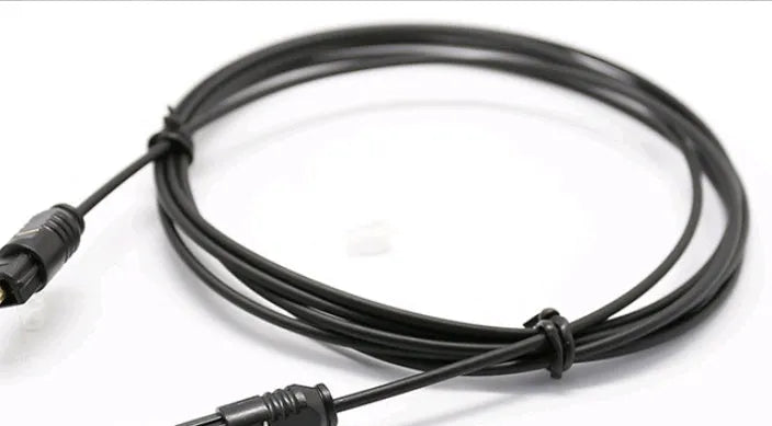 OD2.2 digital audio optical fibre cable with PVC jacket shown alongside length options