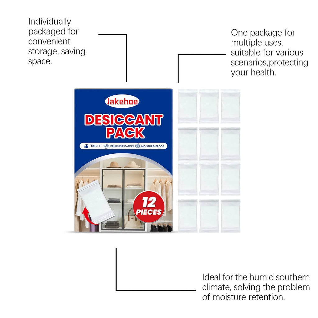 Pack of 12 calcium chloride household desiccant pieces for wardrobe and cupboard moisture control