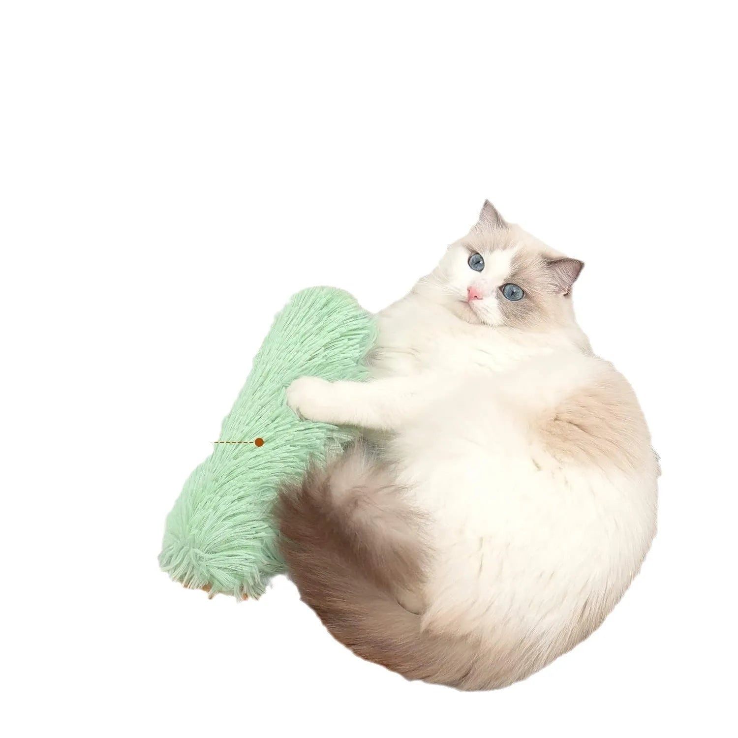 Cat plush toy pillow in four colours measuring 27 by 10 centimetres