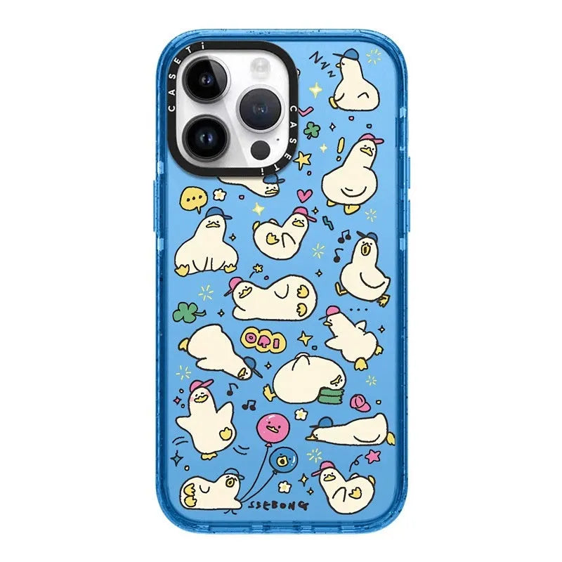 Little Duck Creative drop-resistant PC phone case with cartoon duck pattern and flash acrylic finish in green for iPhone