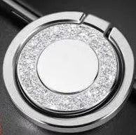Bling glitter plating metal phone ring holder showing 360-degree rotation on a smartphone.