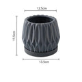 Grey ceramic desktop flowerpot for indoor plants on tabletop