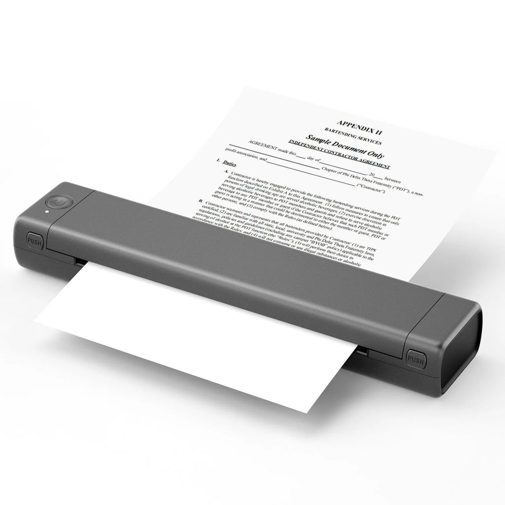 Phomemo M08F A4 portable thermal printer in silver black colour with Bluetooth wireless connectivity