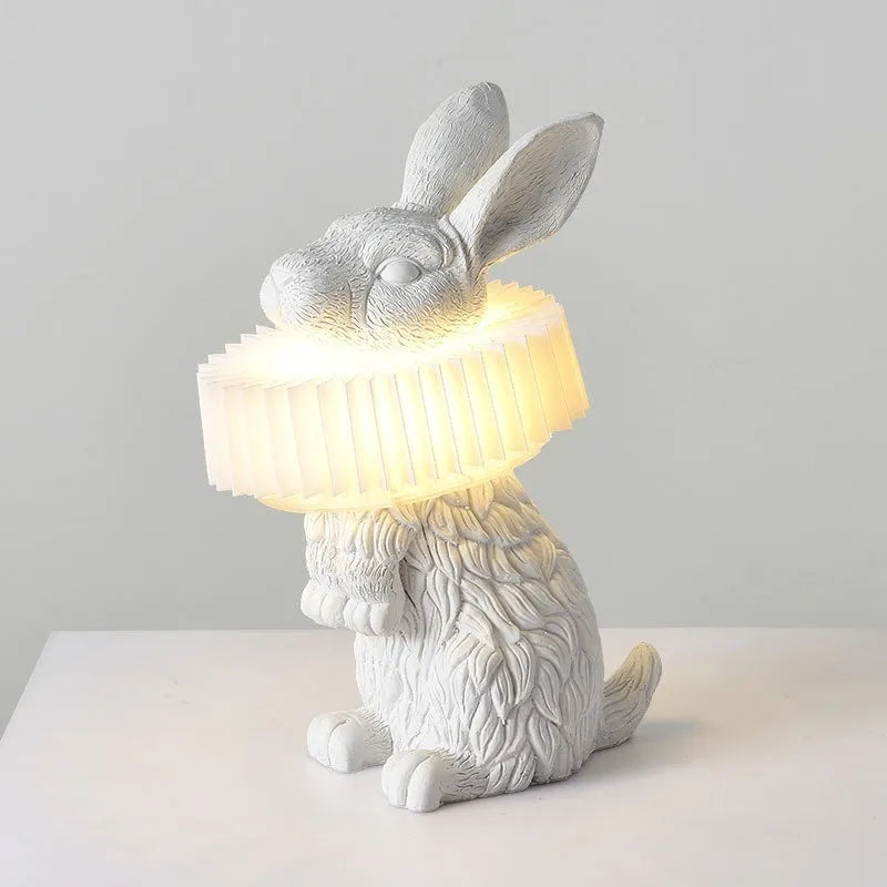 Custom modern bedroom table lamp with British Standard plug in white or black rabbit finish.