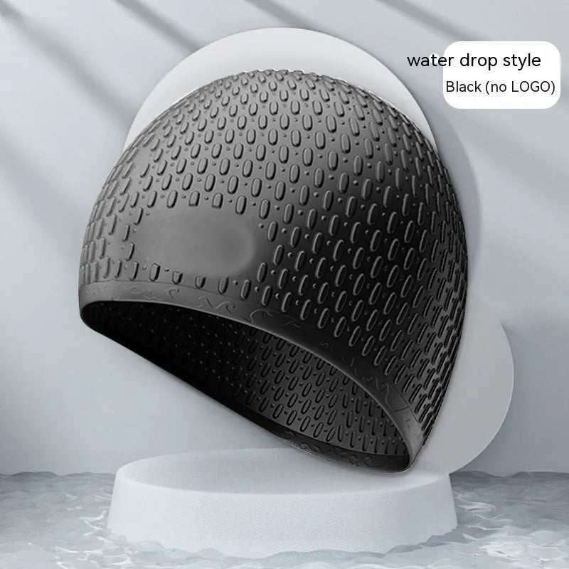 Silicone water drop design swimming cap for adults in multiple colour options