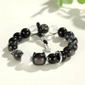 Silver Stone Fox Crystal Beaded Bracelet with diamond shape design and mixed crystal colours