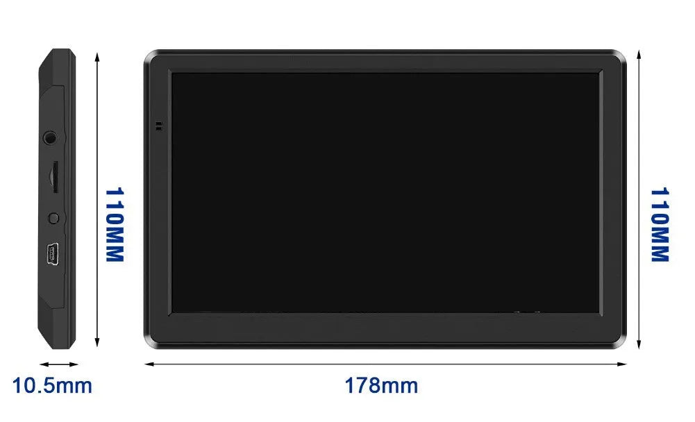 7-inch portable car GPS navigation device with touch screen on a dashboard mount