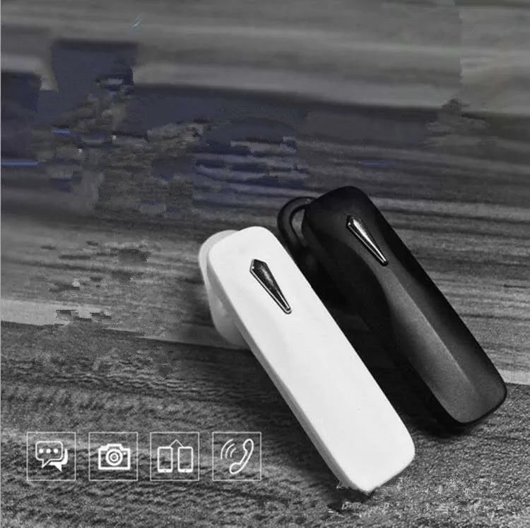 M163 Bluetooth car headset in black and white colour options with call control buttons