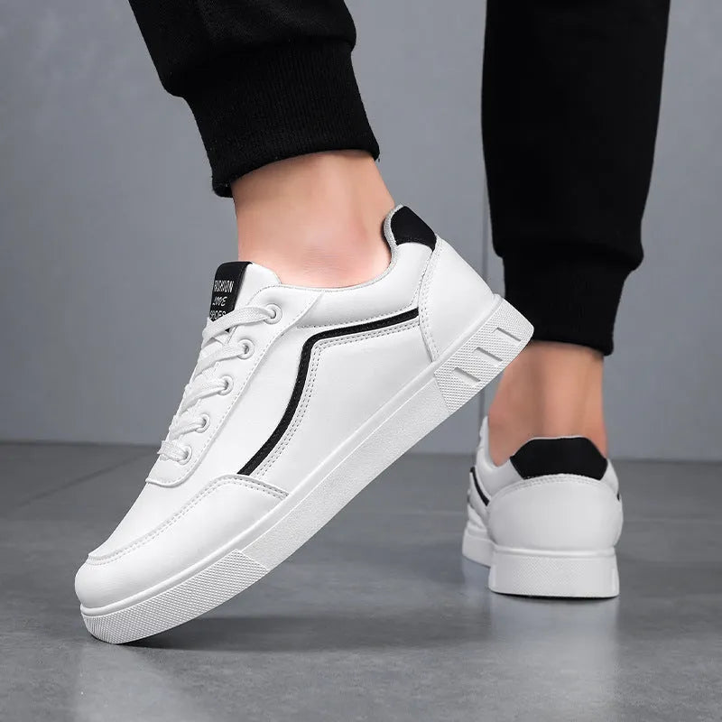 Korean trendy board shoes in black and white colours with mesh lining and rubber soles
