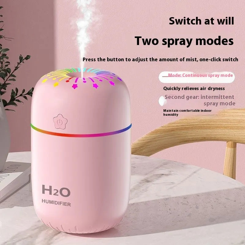 USB portable mini humidifier in white with 300ml water tank and compact design